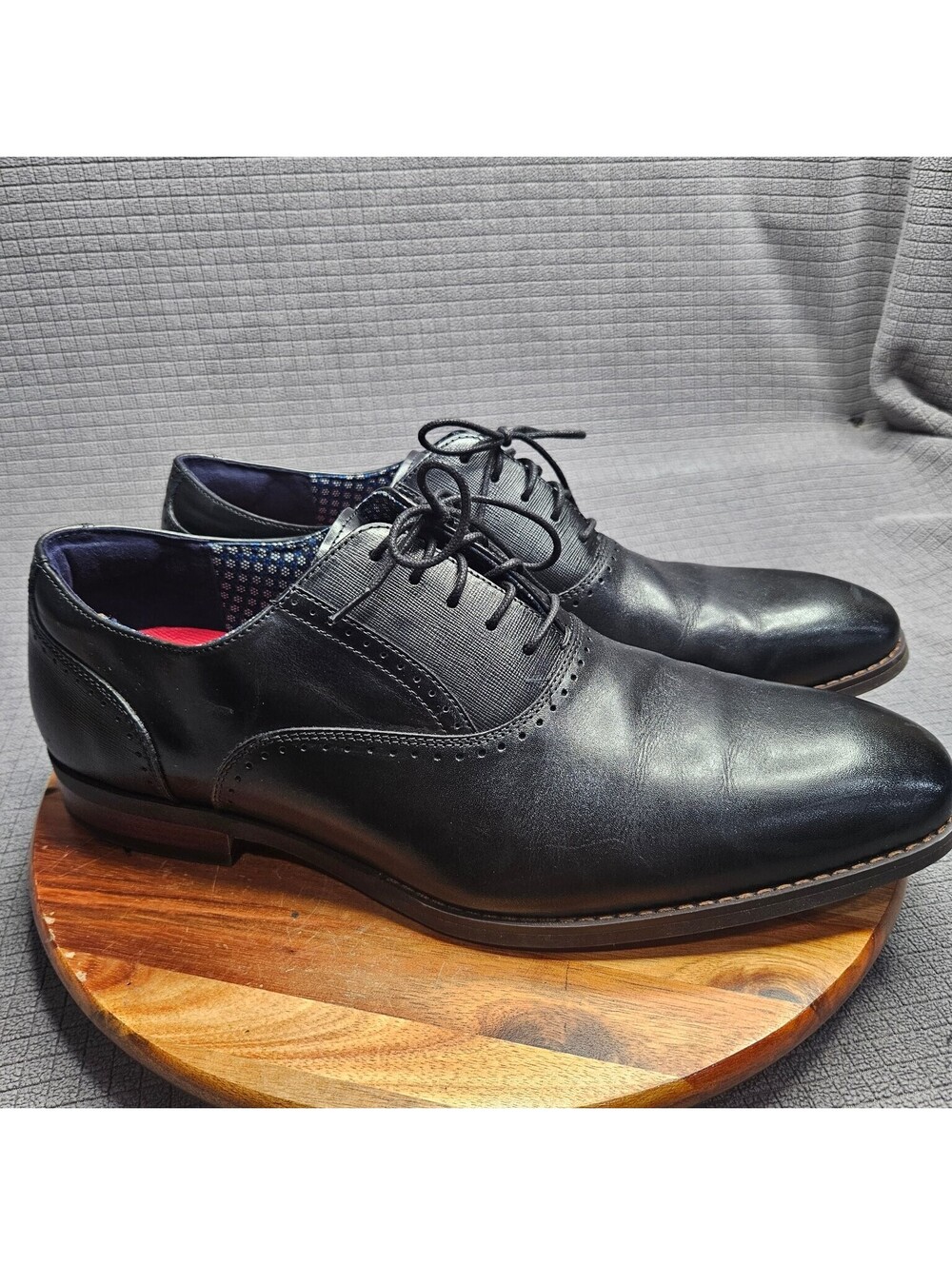 STACY ADAMS Men's Black US 11W Leather Cap Toe Brogue Oxford Dress Shoes